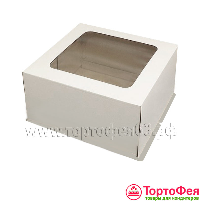 Коробка для торта 23,5х23,5х13,5 см с окном (гофрокартон)