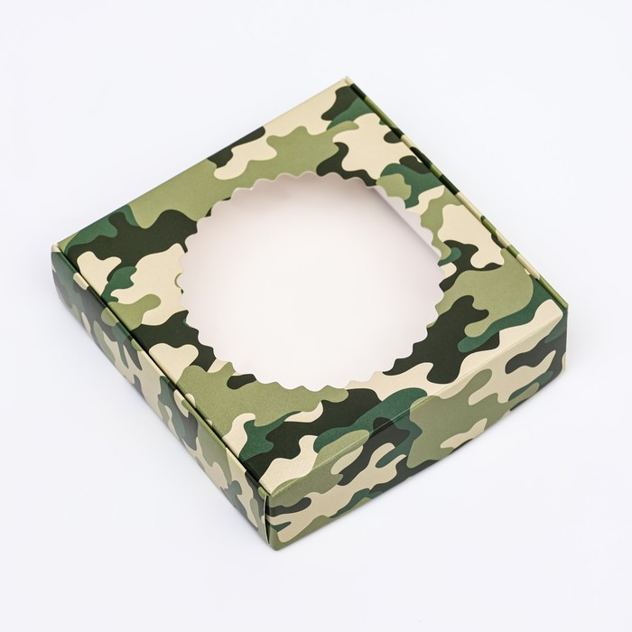 Коробка для прян. 11,5х11,5х3 см с окном "Камуфляж"