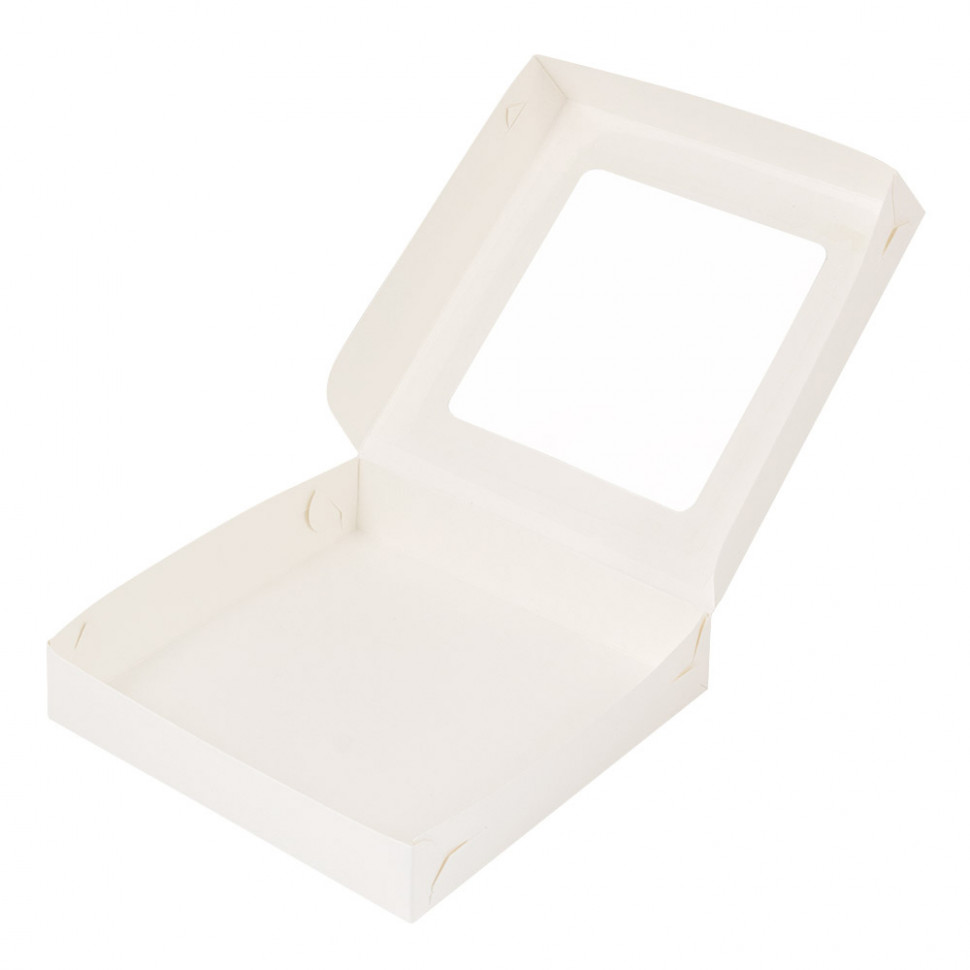 Коробка для прян. 12х12х3 см с окном, белая
