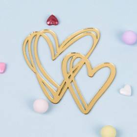 Декор из акрила &quot;2 Сердца&quot;, золотой / 7 см