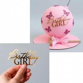 Декор из акрила "Birthday Girl" золотой, 8,5 см
