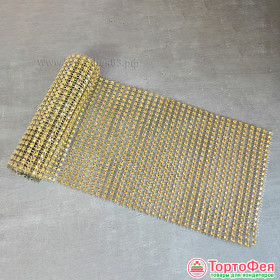 Лента со стразами, золото/ 1 метр