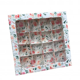 Коробка для 16 конфет с окном "Розочки"