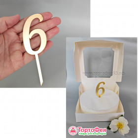 Топпер для бенто-торта Цифра &quot;6&quot; / 6 см
