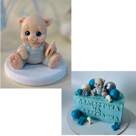 Фигурка из глазури &quot;Мишка в голубом комбинезончике&quot; 6,5 см / 1 шт  