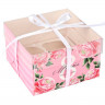 Коробка для 4 капкейков с прозрачной крышкой "8 Марта"