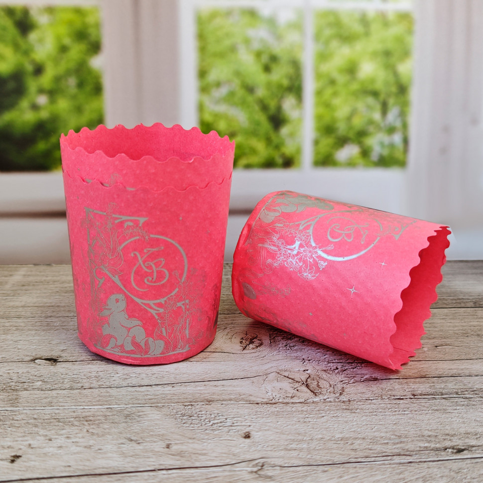 Форма бумажная Кулич "Зайчата" 120 гр (7*8,5 см) / 10 шт 