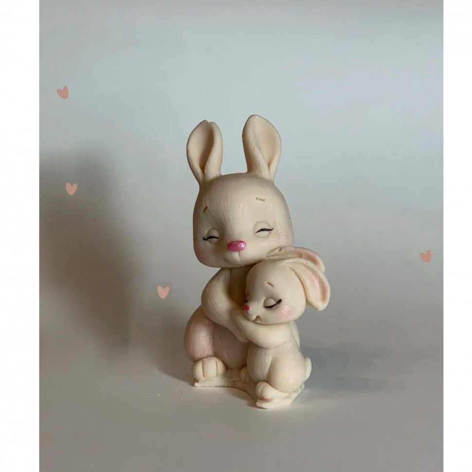 Фигурка из глазури "Мама-зайка с зайчиком" 8,5 см / 1 шт 
