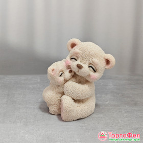 Фигурка из глазури &quot;Мама-мишка с медвежонком&quot; 6,5 см / 1 шт 