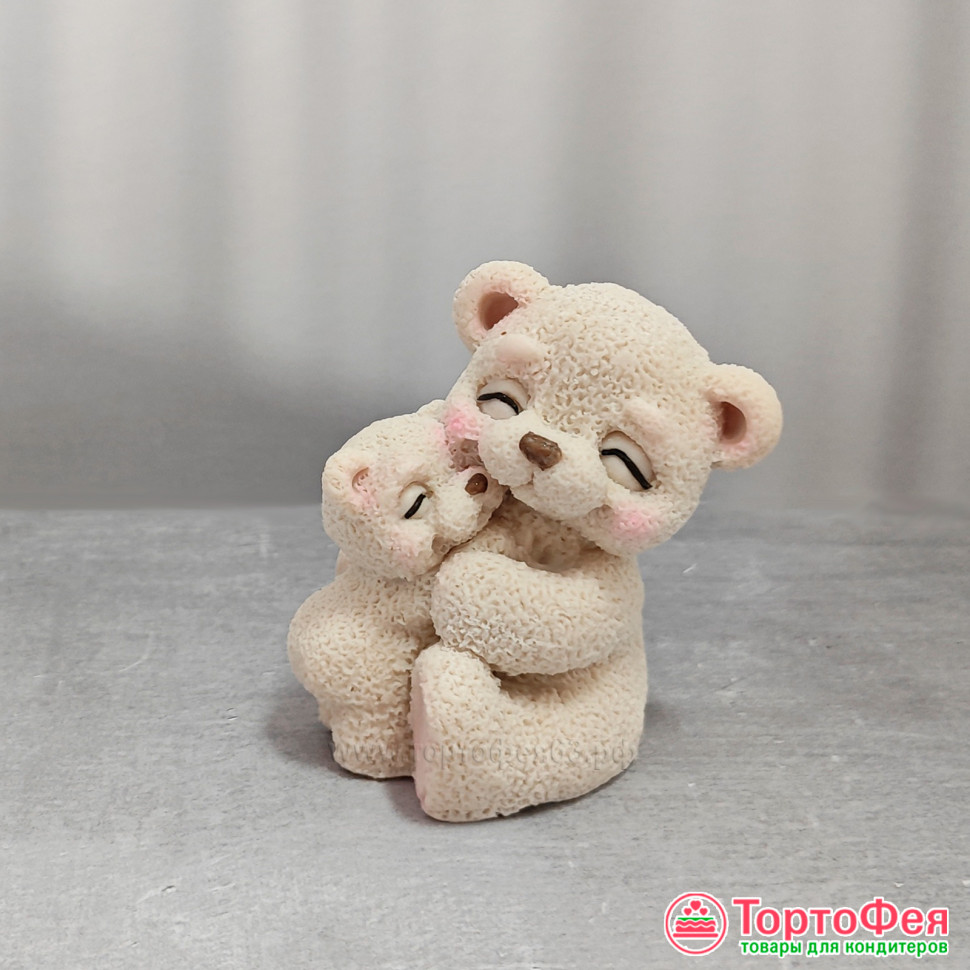 Фигурка из глазури "Мама-мишка с медвежонком" 6,5 см / 1 шт 