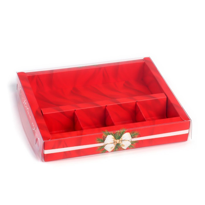 Коробка для 4 конфет + плитка с окном "С Новым годом" 