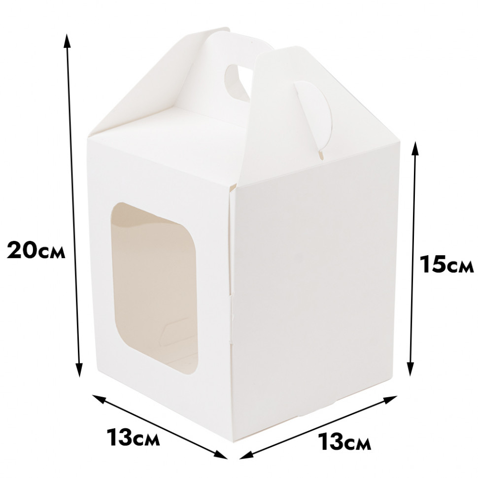 Коробка-домик для мини-торта / кулича 13х13х15 см, белая