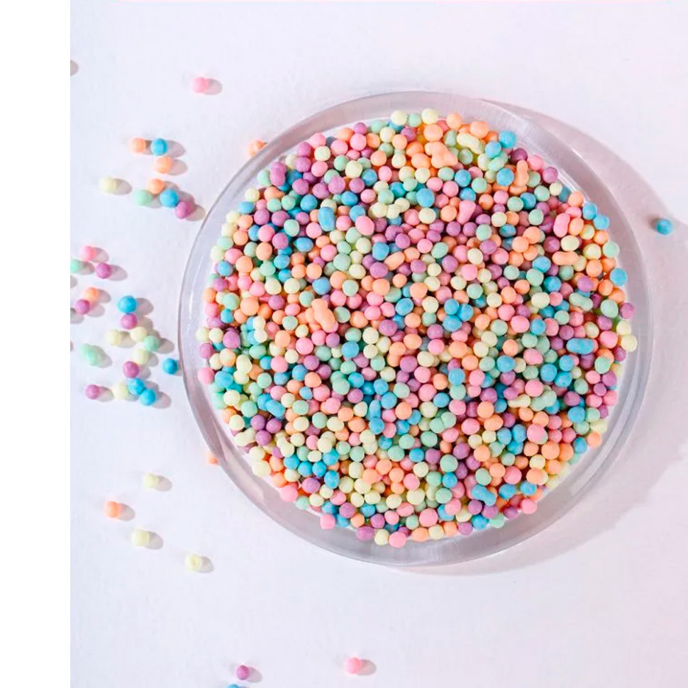 Шарики рисовые в глазури. Пастельный микс 3-4 мм, 25 гр