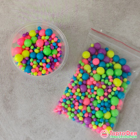 Шарики рисовые в глазури. Неоновый микс 2-10 мм, 25 гр    