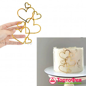 Декор из акрила &quot;Сердца сквозные&quot;, золото