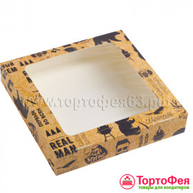 Коробка 20х20х4 см с окном "Real man"