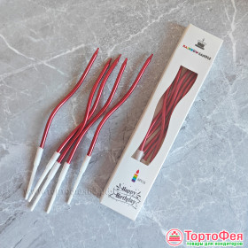  Набор свечей для торта Волнистые, Красный металлик, 15 см / 6 шт     