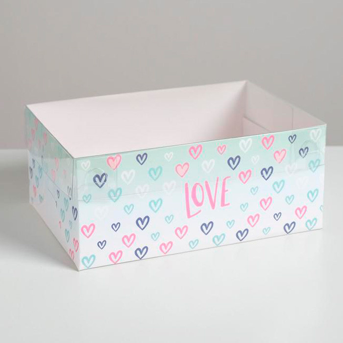 Коробка для 6 капкейков с прозрачной крышкой "Love"