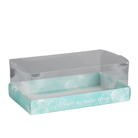 Коробка 22х13х8 см с прозрачной крышкой &quot;Голубая акварель&quot;