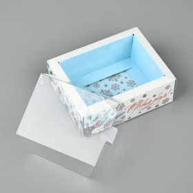 Коробочка-мини 11,5х9х4 см с прозрачной крышкой &quot;С Новым годом&quot;