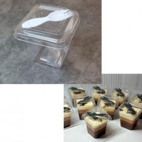 Стаканчик пластиковый с крышкой и вилкой-ложкой, 220 мл / 1 шт