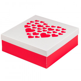 Коробка 20х20х7 см Сердечки