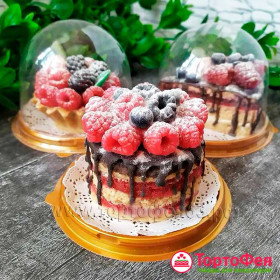 Упаковка пластик. (купол) 9*8 см с золотым дном (комплект дно+крышка) 