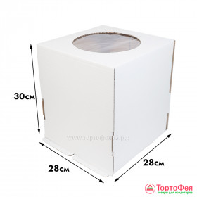 Коробка для торта 28х28х30 см с окном