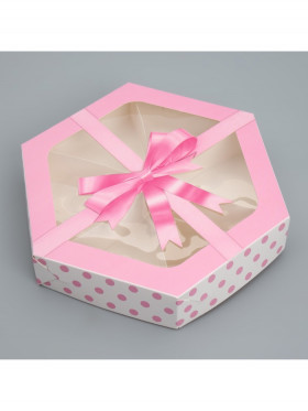 Коробка для ассорти сладостей 23х23х4 &quot;Розовый бант&quot;