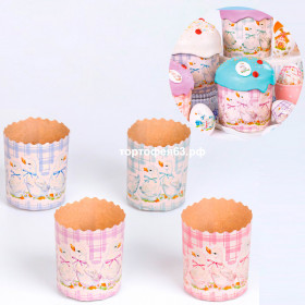 Форма бумаж. Кулич "Утята" 200-250 гр (9*9 см) / 10 шт   