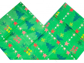Бумага тишью Зеленая &quot;Елочки, подарки&quot;, 1 лист (50х66см)  
