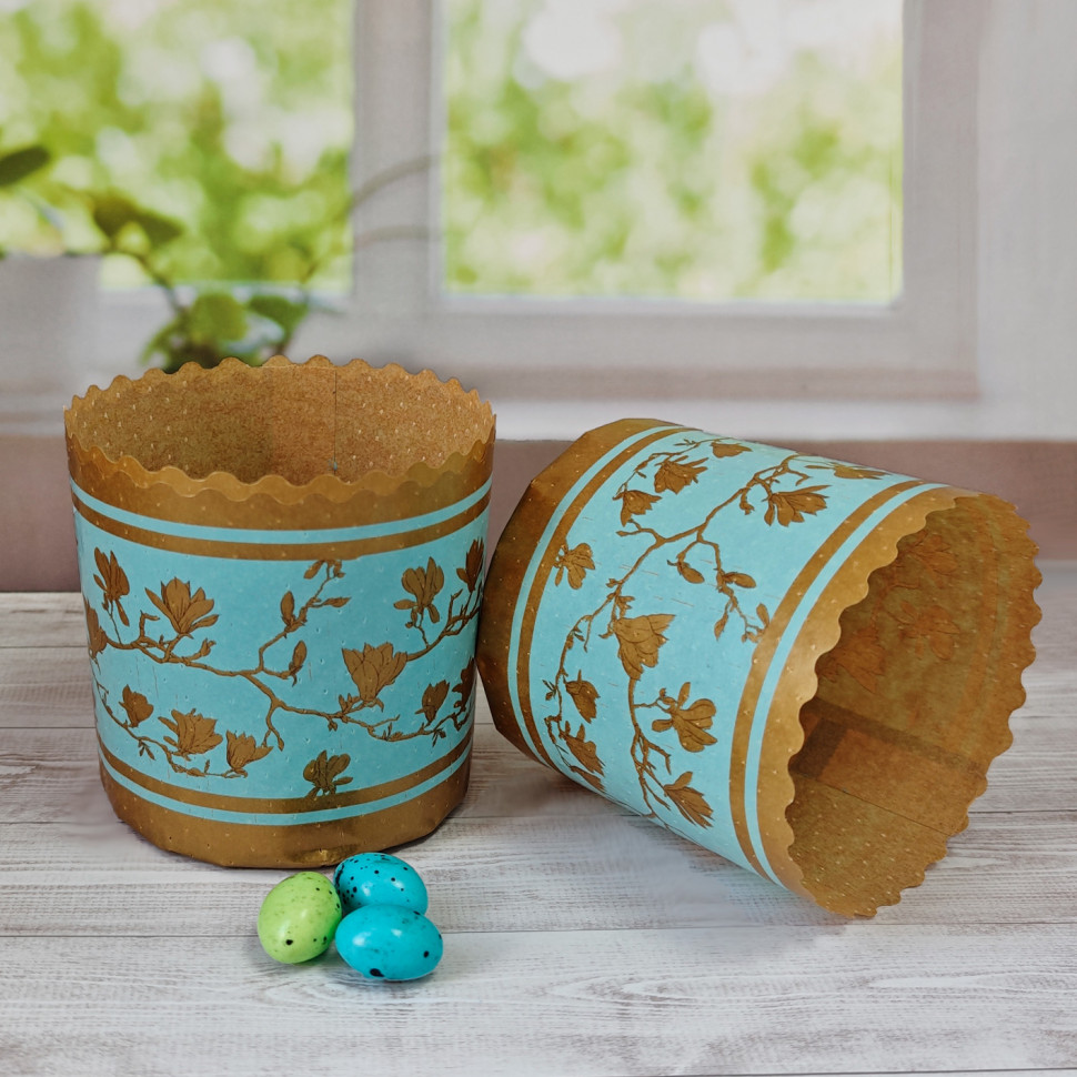 Форма бумажная Кулич "Магнолия" 200-250 гр (9*9 см) / 10 шт   