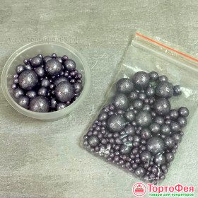 Шарики рисовые в глазури. Блеск &quot;Графит&quot; 2-13 мм, 20 гр  