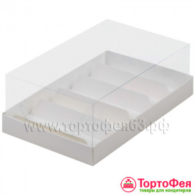 Коробка для 5 эклеров 22х13,5х7 см с прозрачным куполом
