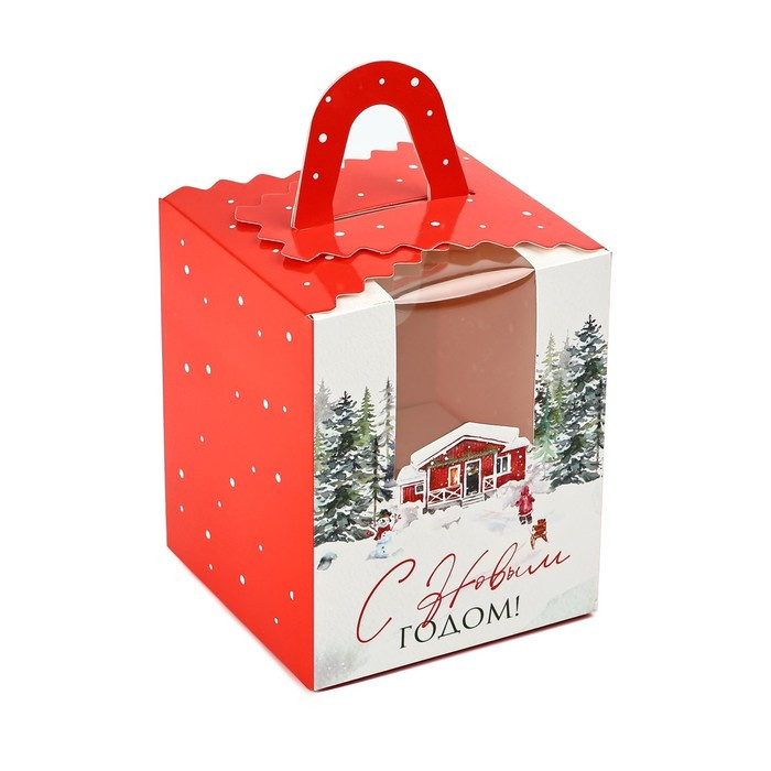Коробка для 1 капкейка с ручкой "Снежная сказка"   