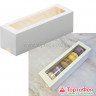 Коробка для макарони 18х5,5х5,5 см с окном, белая