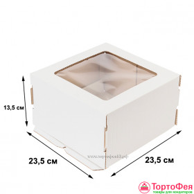 Коробка для торта 23,5х23,5х13,5 см с окном (гофрокартон)