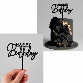 Топпер "Happy Birthday" черный 
