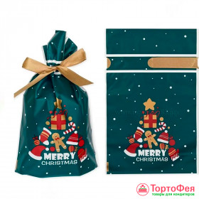 Пакетик с лентой 15х20 см &quot;Merry Christmas&quot;, 1 шт /  