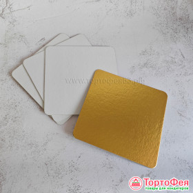 Подложка усил. (1,5 мм)  Золото/белая 15х15 см 