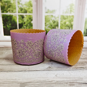 Форма бумажная Кулич "Кружево" 300-350 гр (11*8,5 см)  / 6 шт     