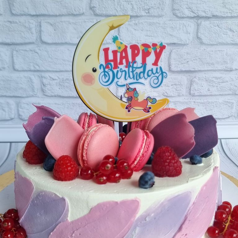 Топпер «Happy Birthday» единорог на луне