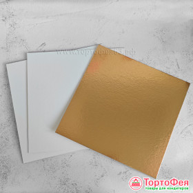 Подложка усил. (1,5 мм)  Золото/белая 22х22 см 