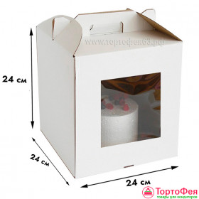 Коробка для торта 24х24х24 см с ручкой &quot;Сундучок&quot;
