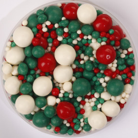 Шарики рисовые в глазури. &quot;Новогодний микс&quot; 2-13 мм /// 50 гр   