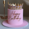 Украшение для торта "Корона золотая с розовыми камнями"