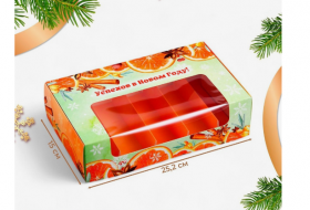 Коробка для 5 эклеров 25х15х7 см с откидной крышкой "Успехов в Новом году"