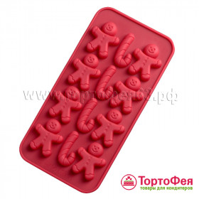 Форма силикон.для шоколада &quot;Прянич.человечек/Леденец&quot; 12 ячеек