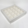 Коробка для 16 конфет с прозрачной крышкой, белая