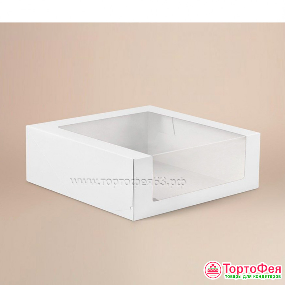Коробка с перетекающим окном 18х18х6 см, белая